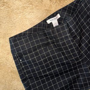 WHBM plaid menswear trousers with accents, black/white